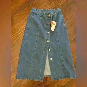 NWT Cider Denim Button Down Midi Skirt Medium Wash Size Small